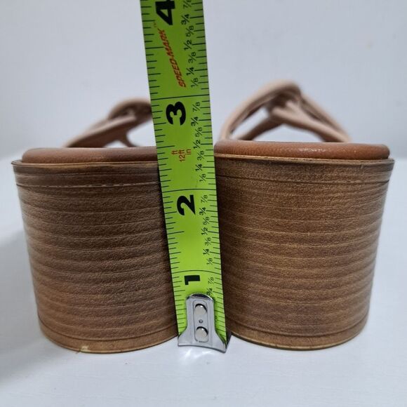 Mila Paoli Knotted Leather Slip On Open Toe Sandal Block Heel Size 9 Rose Pink - Picture 11 of 14